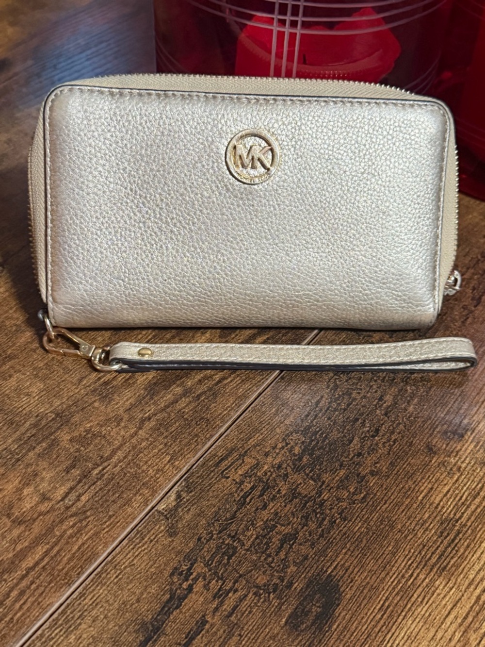 Michael Kors Gold Metalic Wristlet Wallet
